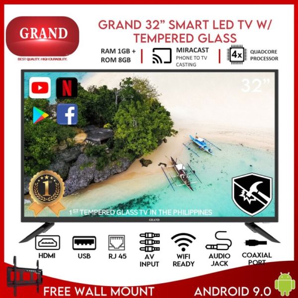 32" ANDROID  LED TV TEMPERED GLASS