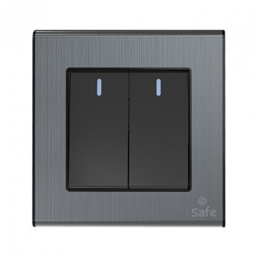 SB2GS1-SAFE 2 GANG SWITCH-1 WAY ( BLACK DIMOND)