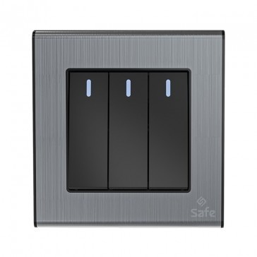 SB3GS1-SAFE 3 GANG SWITCH-1 WAY (BLACK DIAMOND)