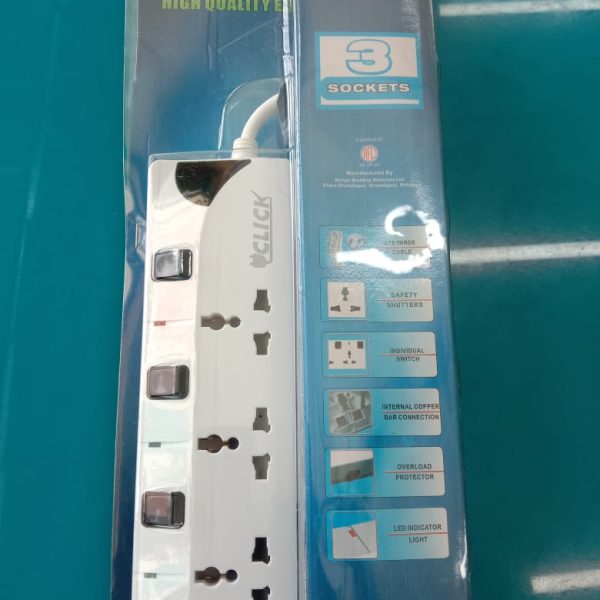 3-SOCKETS CLICK HIGH QUALITY EXTENSION CORD