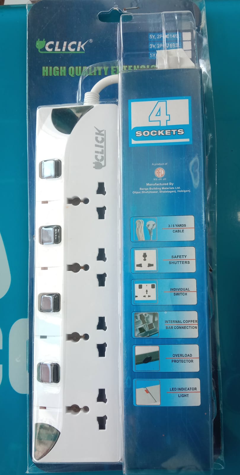 1760251820_WhatsApp20Image202025-10-1220at2012.48.50_0f78ac23.jpg 4-SOCKETS CLICK HIGH QUALITY EXTENSION CORD - Image 1