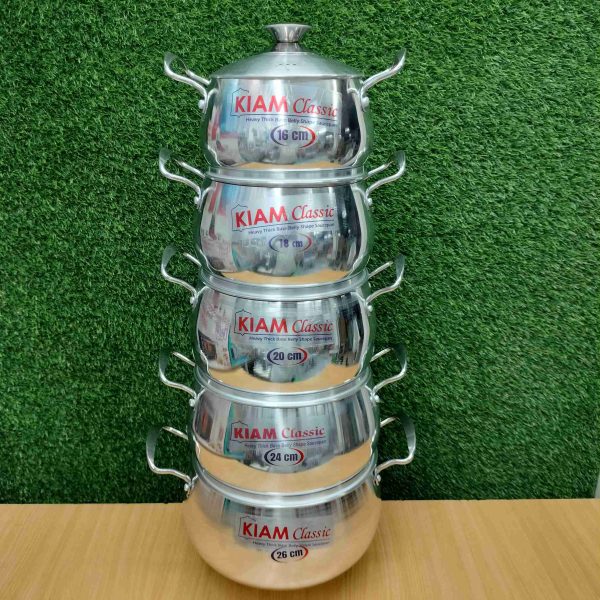 KIAM-10 IN 1 SET-HEAVY THICK BASE BELLY SHAPE SAUCEPAM