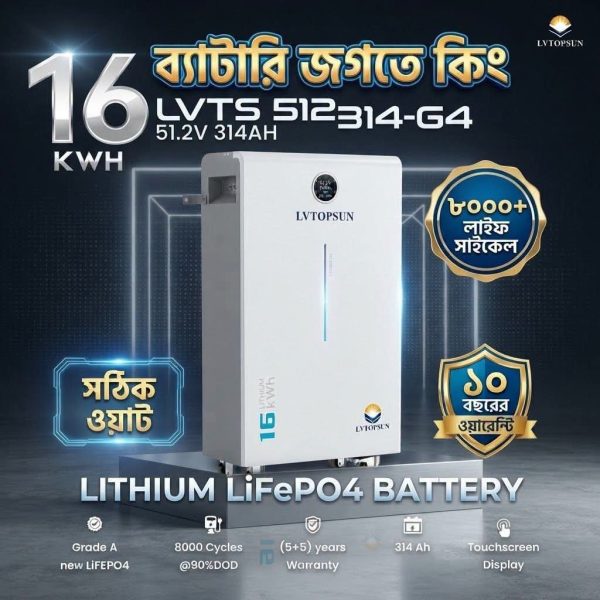 LVTOPSUN 51.2V 314Ah 16kWh Lithium Battery -Brand & Model: LVTOPSUN | LVTS-512314-G4